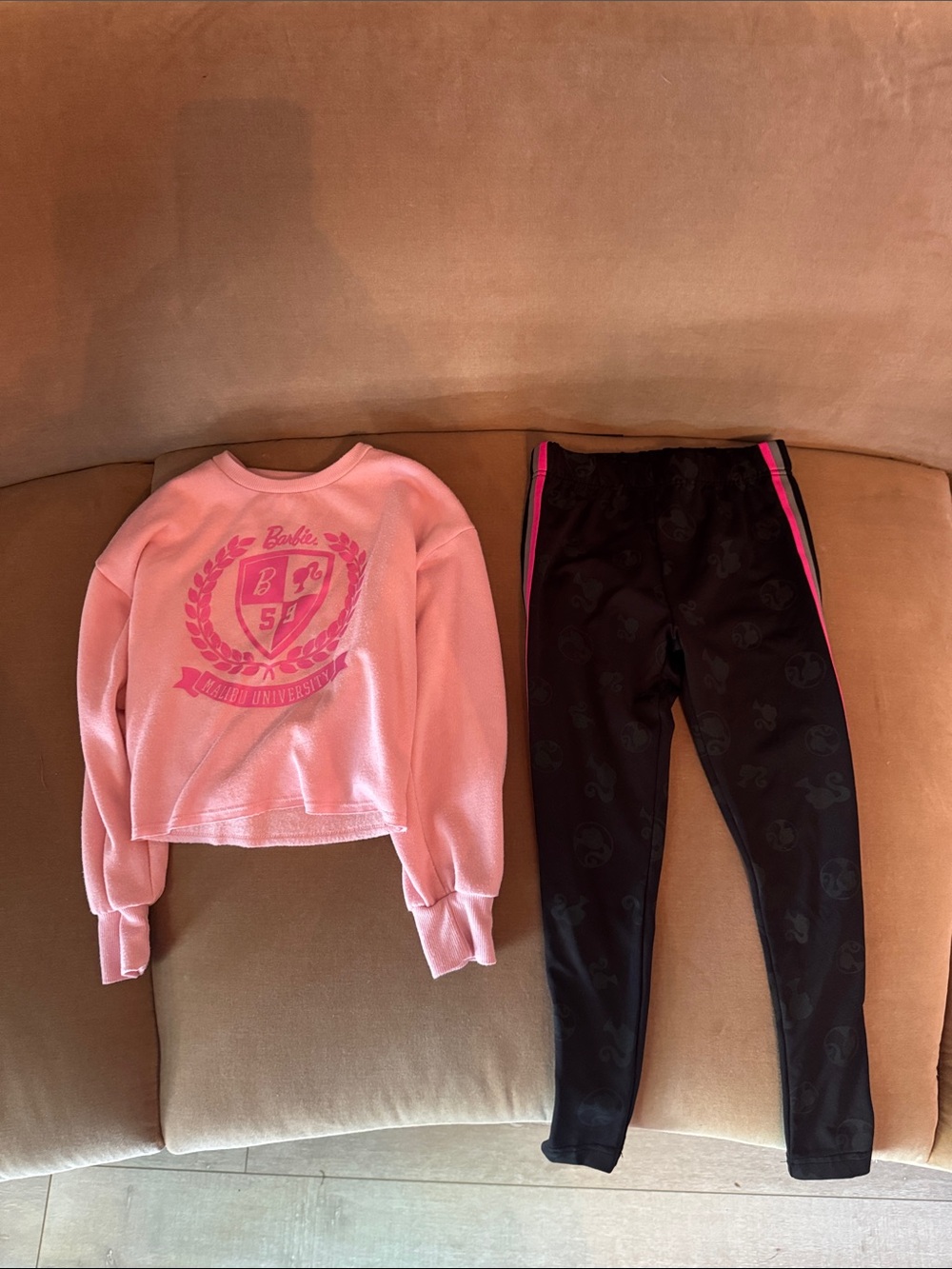 Barbie Pink Sweatshirt with Black Leggings & Pink Trim